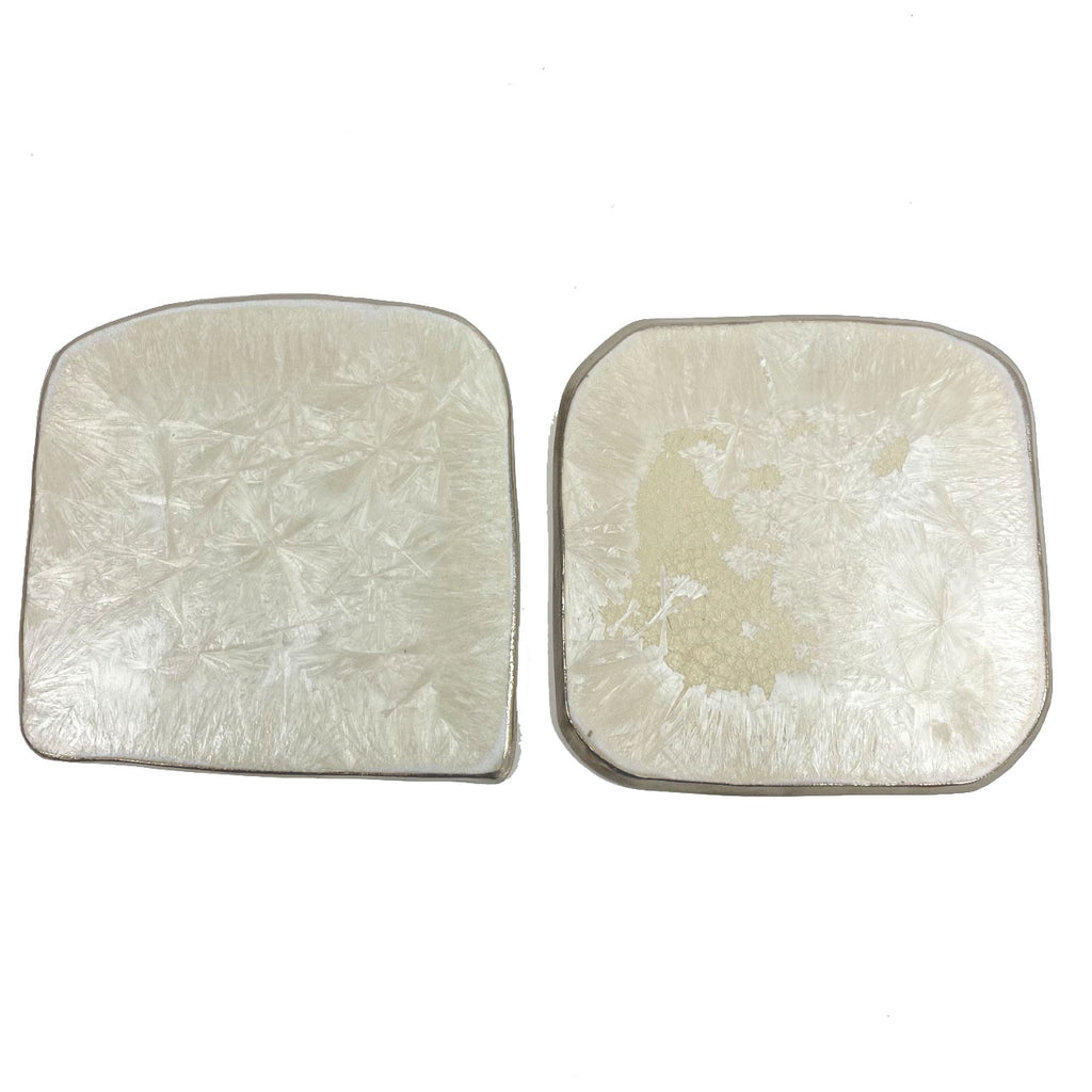 Large Coasters White/Platinum Set of 2