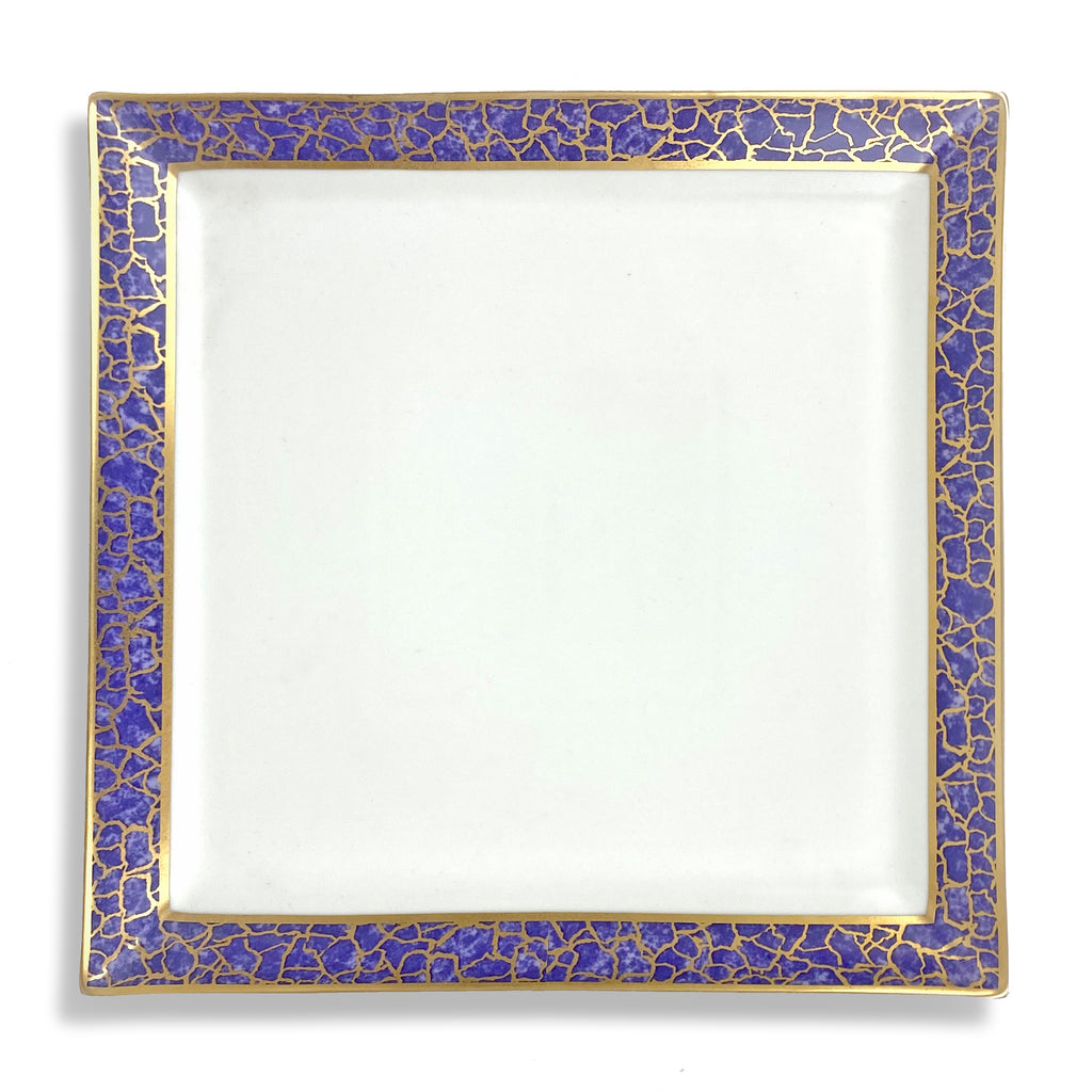 Amalfi Square Platter--turquoise with gold crackle rim
